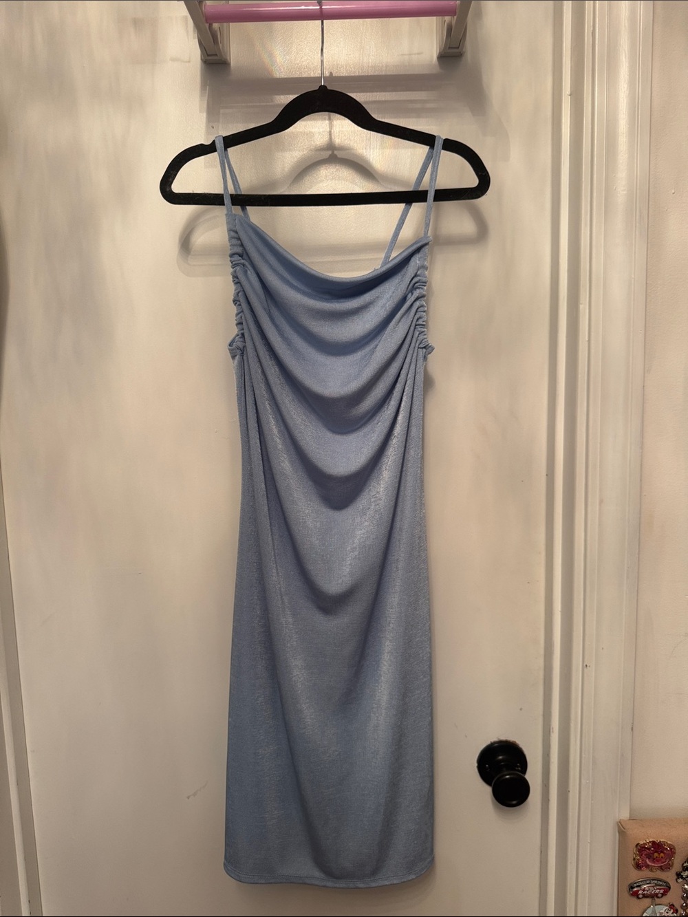 Olivia Rae Light Blue Cowl Midi Slip Dress